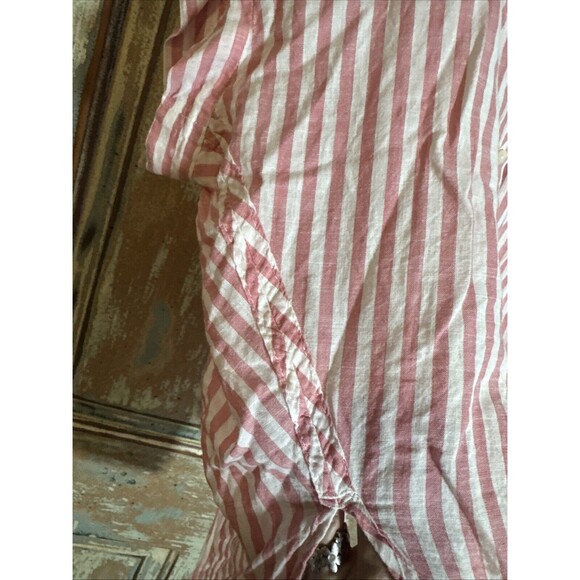 Madewell Women's Button Up Top Large Pink White Stripe Back Tie - Picture 10 of 11